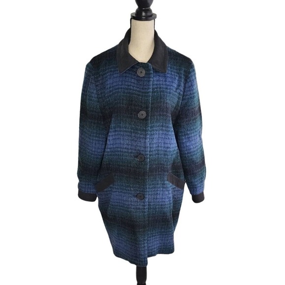 Vintage Woolrich Plaid Wool & Mohair Coat Button Front Size Medium - Picture 1 of 13